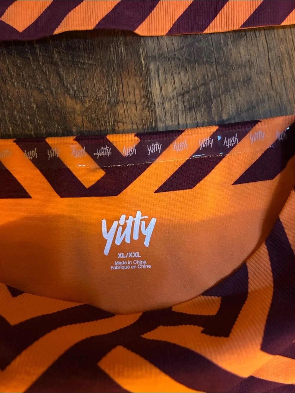 YITTY Orange & Maroon Striped Bike Shorts Set